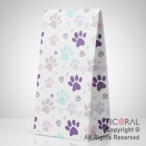 BOLSITA PAPEL HUELLITAS PASTEL 12X24CM x 10